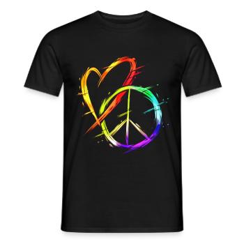 Love and Peace Colorful Human LGBTQ - Men's T-Shirt - black - Front - AI Model Male 178 light (178cm)