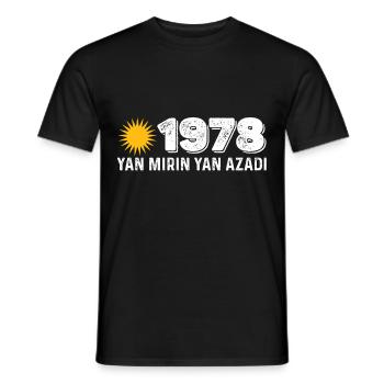 Kurdistan 1978 Yan Mirin Ya Azadi - Männer T-Shirt - Schwarz - Vorne - AI Model Male 178 light (178cm)