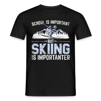 School is important Skiing is more important - Men's T-Shirt - black - Front - AI Model Male 178 light (178cm)