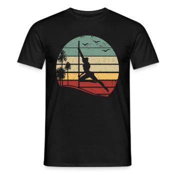 Sunset Pole Dance Pole Dancing Retro Pole Dance - Men's T-Shirt - black - Front - AI Model Male 178 light (178cm)