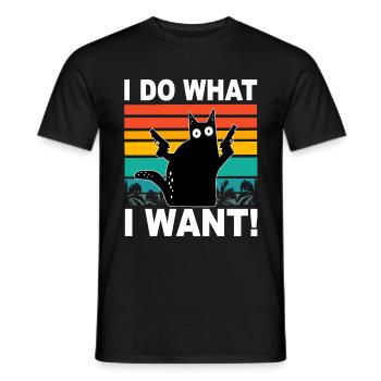 I Do What I Want Cats Saying Vintage Cat - Men's T-Shirt - black - Front - AI Model Male 178 light (178cm)
