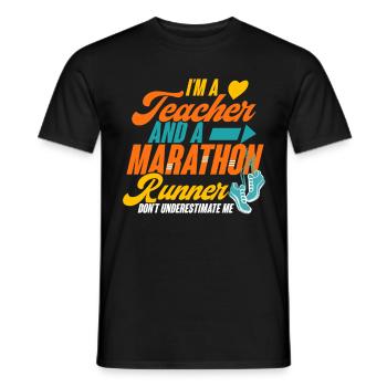 citations de coureurs Je suis un enseignant et un coureur de marathon - T-shirt homme - noir - Devant - AI Model Male 178 light (178cm)