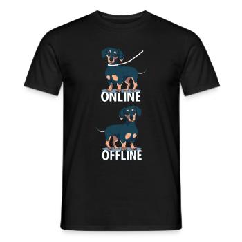 Dachshund with leash and funny dog saying - Men's T-Shirt - black - Front - AI Model Male 178 light (178cm)