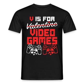V Is For Valentine Video Games - Saint Valentin - T-shirt homme - noir - Devant - AI Model Male 178 light (178cm)