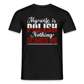 Drapeau polonais Polska Ma femme est polonaise - T-shirt homme - noir - Devant - AI Model Male 178 light (178cm)