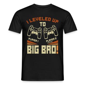 Video Gamer Gaming - I Leveled up to Big Bro - Männer T-Shirt - Schwarz - Vorne - AI Model Male 178 light (178cm)