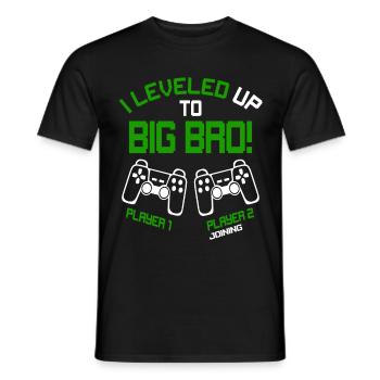 I Leveled up to Big Bro - Gaming Video Gamer - T-shirt homme - noir - Devant - AI Model Male 178 light (178cm)
