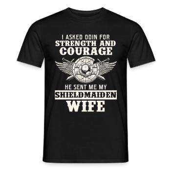 Femme signe force courage - T-shirt homme - noir - Devant - AI Model Male 178 light (178cm)