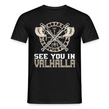 See You In Valhalla Viking Viking Skull - Men's T-Shirt - black - Front - AI Model Male 178 light (178cm)