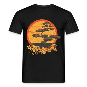 Blumen Bonsai Design mit Sonne - Männer T-Shirt - Schwarz - Vorne - AI Model Male 178 light (178cm)