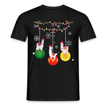 Alpaca Llama Christmas - Men's T-Shirt - black - Front - AI Model Male 178 light (178cm)