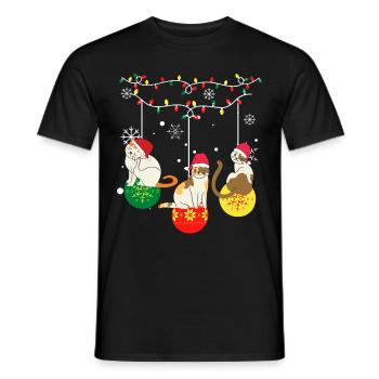 Drôles de chats de Noël - T-shirt homme - noir - Devant - AI Model Male 178 light (178cm)