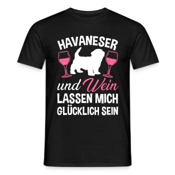 Havaneser und Wein - Männer T-Shirt - Schwarz - Vorne - AI Model Male 178 light (178cm)