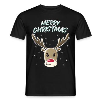 Weihnachtshirsch Rentier Weihnachten Geschenkidee - Männer T-Shirt - Schwarz - Vorne - AI Model Male 178 light (178cm)