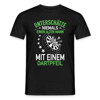 Alter Mann mit einem Dartpfeil Darts Dartspieler - Männer T-Shirt - Schwarz - Vorne - AI Model Male 178 light (178cm)