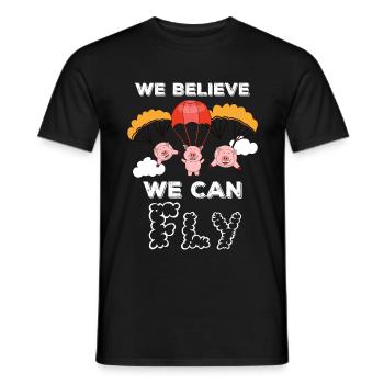 Flying Pig Parachute Skydiving - Men's T-Shirt - black - Front - AI Model Male 178 light (178cm)