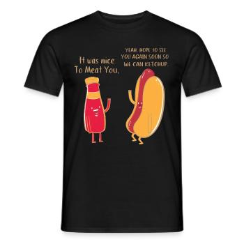 ketchup meat funny funny saying food joke - Men's T-Shirt - black - Front - AI Model Male 178 light (178cm)