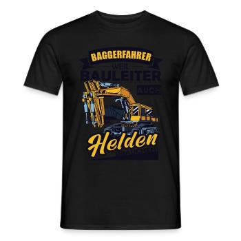 Baggerfahrer Weil Bauleiter Auch Helden Brauchen - Männer T-Shirt - Schwarz - Vorne - AI Model Male 178 light (178cm)