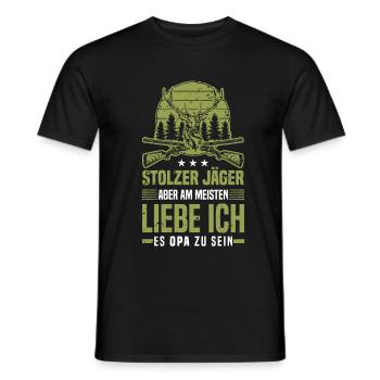Stolzer Jäger Opa - Hirsch Jagd Jäger Großvater - Männer T-Shirt - Schwarz - Vorne - AI Model Male 178 light (178cm)