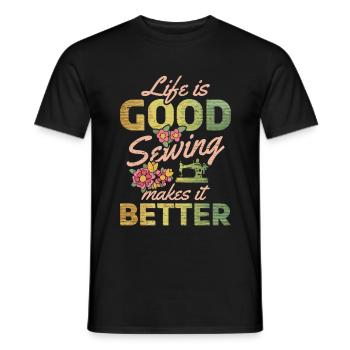Sewer Life Is Good Sewing Makes It Better - Men's T-Shirt - black - Front - AI Model Male 178 light (178cm)
