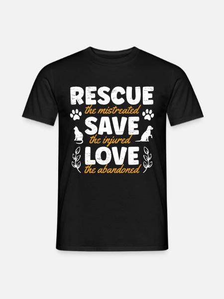 Hunderettung Tierrettung Rettung Liebe retten - Männer T-Shirt - Schwarz