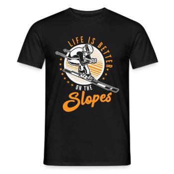 Ski Skiing Skifahrer Skisport Langlauf Biathlon - Männer T-Shirt - Schwarz - Vorne - AI Model Male 178 light (178cm)