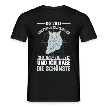 Katzen Britisch Kurzhaar - Männer T-Shirt - Schwarz - Vorne - AI Model Male 178 light (178cm)