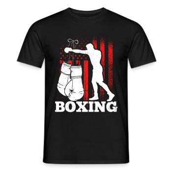 Boxing America Flag Martial Arts Boxing Boxing Fighter - Men's T-Shirt - black - Front - AI Model Male 178 light (178cm)
