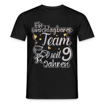 Ein perfektes Team seit 9 Jahren Hochzeitstag - Männer T-Shirt - Schwarz - Vorne - AI Model Male 178 light (178cm)