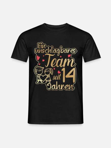 Ein perfektes Team seit 14 Jahren Hochzeitstag - Männer T-Shirt - Schwarz