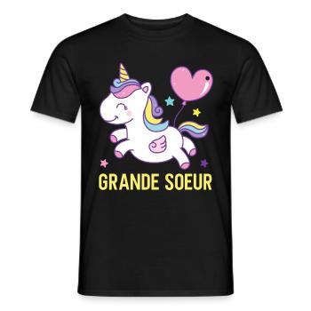 Grande sœur Licorne - T-shirt homme - noir - Devant - AI Model Male 178 light (178cm)