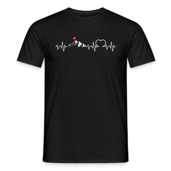 Mountain Hiking Heartbeat Heart Mountain Outdoor Trekking - Men's T-Shirt - black - Front - AI Model Male 178 light (178cm)