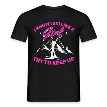 Skieurs Je sais que je skie comme une fille essaient de suivre le suivi - T-shirt homme - noir - Devant - AI Model Male 178 light (178cm)