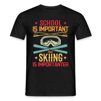 Skiers Schoolchildren Skiing Skiing Boys - Men's T-Shirt - black - Front - AI Model Male 178 light (178cm)