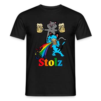 Stolz Kater Abfeiern kotzen saufen Party Feier - Männer T-Shirt - Schwarz - Vorne - AI Model Male 178 light (178cm)