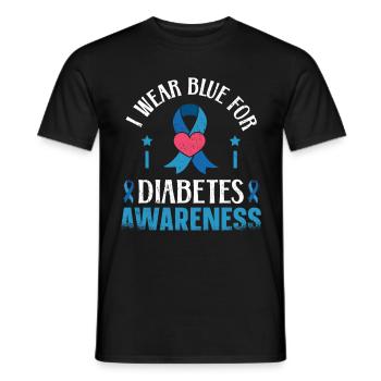Diabétique Je porte du bleu pour la sensibilisation au diabète - T-shirt homme - noir - Devant - AI Model Male 178 light (178cm)