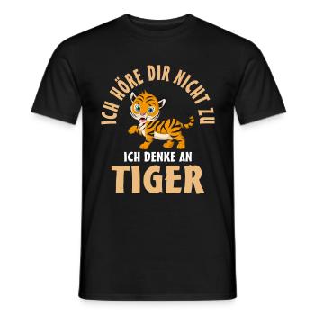 Ich höre dir nicht zu ich denke an Tiger - Männer T-Shirt - Schwarz - Vorne - AI Model Male 178 light (178cm)