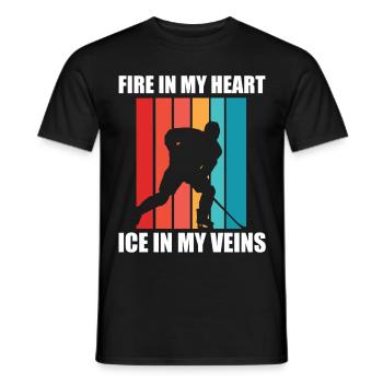Hockey sur glace - Du feu dans mon cœur, de la glace dans mes veines - T-shirt homme - noir - Devant - AI Model Male 178 light (178cm)
