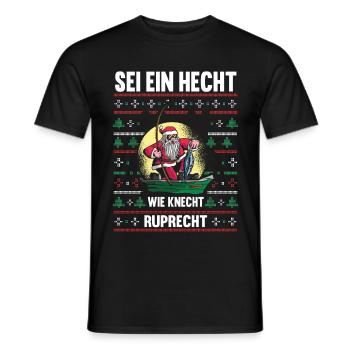 Angeln Weihnachtsmann Angler Weihnachten - Männer T-Shirt - Schwarz - Vorne - AI Model Male 178 light (178cm)