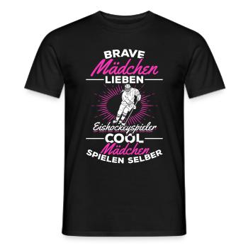 Eishockeyspieler Girls Coole Eishockey Mädchen - Männer T-Shirt - Schwarz - Vorne - AI Model Male 178 light (178cm)