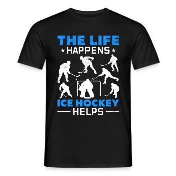 Das Leben passiert Eishockey hilft mir Eishockey - Männer T-Shirt - Schwarz - Vorne - AI Model Male 178 light (178cm)