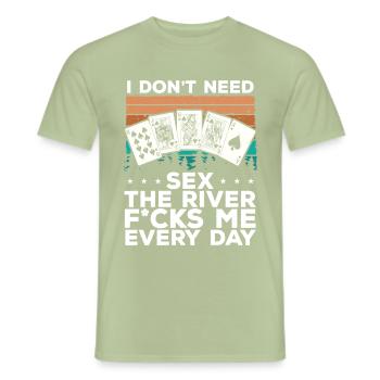 Jeu de poker avec cartes et jetons Funny Poker - T-shirt homme - vert sauge - Devant - AI Model Male 178 light (178cm)
