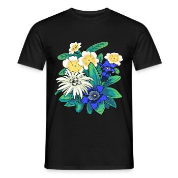 Autriche Fleurs Fleurs Montagnes Montagnes Nature Flore - T-shirt homme - noir - Devant - AI Model Male 178 light (178cm)