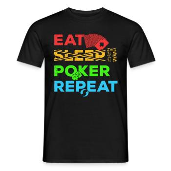 Poker Eat Sleep Poker Répéter casino - T-shirt homme - noir - Devant - AI Model Male 178 light (178cm)