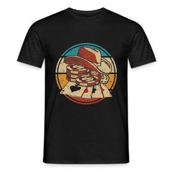 Cartes de poker Casino Jetons de poker Jouer Poker Retro - T-shirt homme - noir - Devant - AI Model Male 178 light (178cm)