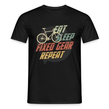 Hipster Eat Sleep Fixed Gear Répéter FIXED GEAR - T-shirt homme - noir - Devant - AI Model Male 178 light (178cm)
