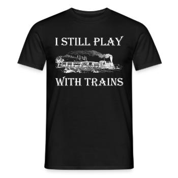 Trains - I still play with trains - Men's T-Shirt - black - Front - AI Model Male 178 light (178cm)