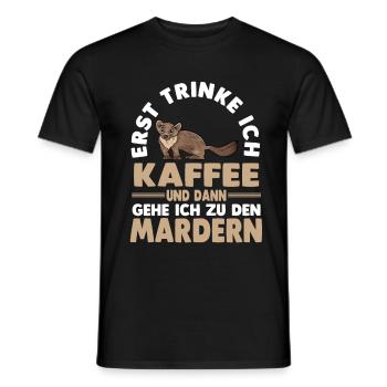 Kaffee Marder - Männer T-Shirt - Schwarz - Vorne - AI Model Male 178 light (178cm)