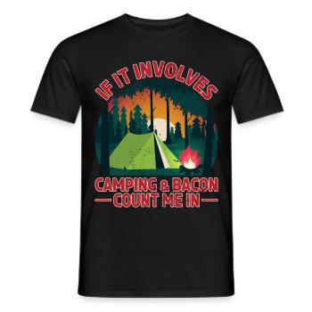 Camping Caravan Camping Camping Bacon - Men's T-Shirt - black - Front - AI Model Male 178 light (178cm)