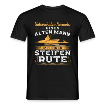 Unterschätze niemals einen alten Mann Rute Angler - Männer T-Shirt - Schwarz - Vorne - AI Model Male 178 light (178cm)